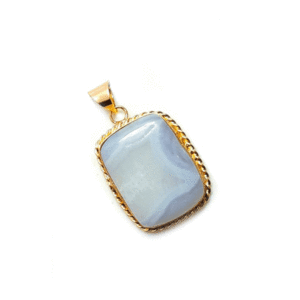 Natural Blue Lace agate Crystals Golden Plated Pendant For Men And Women