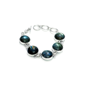 Natural Labradorite Crystals Adjustable Metal Bracelet