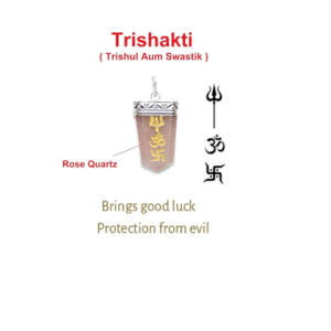Natural Rose quartz Tri Shakti Aum Swastik Trishul Pendant For Men And Women
