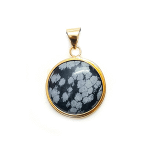 Natural Snow Flake Obsidian Crystals Golden Plated Pendant For Men And Women