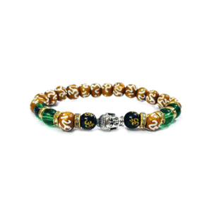 Aum ॐ Om Engraved Wooden Beads God Buddha Ji Lucky Charms Bracelet