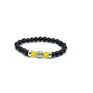 Lucky Buddha Charm Citrine And Black Crystal Bracelet For Men And Women