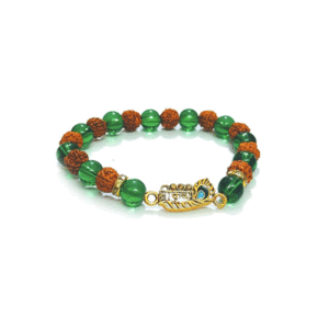 Shri Krishna Ji Lucky Auspicious Charm Rudraksh And Green Crystal Bracelet Bracelet