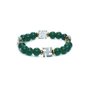 Hematite Crystal Swastik Lucky Charm Crystal Green Bracelet