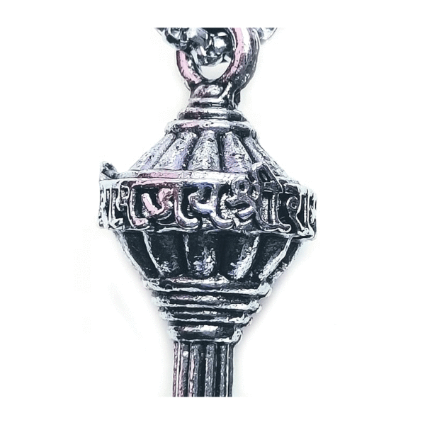 Shree Bajrang bali Hanuman Ji Jai Shree Ram Engraved Metal Gada Pendant Locket - Image 2