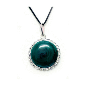 Natural Certified Malachite Round Shaped Crystal Pendant