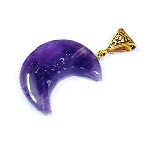 Natural Amethyst Moon Symbol Shaped Crystal Pendant