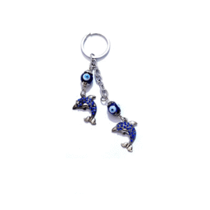 Evil Eye With Double Dolfin Charm key chain Fo Your Car Bike Home