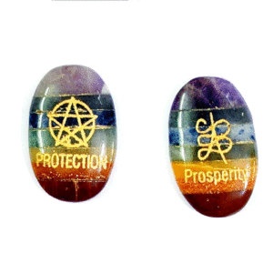 Protection Prosperity Angelic Zibu Symbol Numbers Engraved Natural Chakra Faith Pocket Crystals