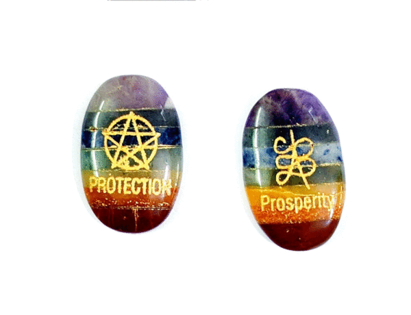 Protection Prosperity Angelic Zibu Symbol Numbers Engraved Natural Chakra Faith Pocket Crystals