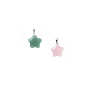 Set Of 2 Natural Rose quartz And Green Aventurine Star Shaped Crystal Pendant