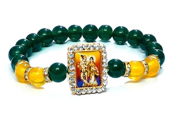 Shri Radhe Krishna Ji Jircon Finished Lucky Charms D Green bracelet - Image 2