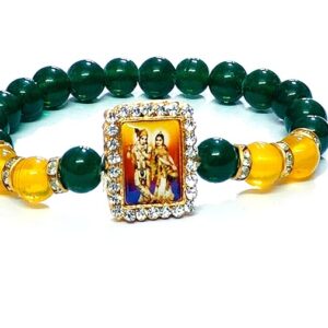 Shri Radhe Krishna Ji Jircon Finished Lucky Charms D Green bracelet