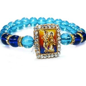Shri Radhe Krishna Ji Jircon Finished Lucky Charms L Blue bracelet