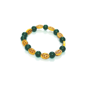 Aum Om Lucky Charm D Green Crystals Bracelet For Men and Women