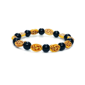 Aum Om Lucky Charm Black Crystals Bracelet For Men and Women
