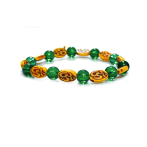 Aum Om Lucky Charm Green Crystals Bracelet For Men and Women