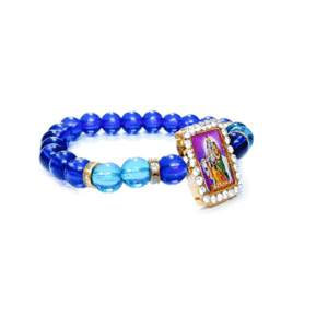 Shri Radhe Krishna Ji With Cow Jircon Finished Lucky Charms D Blue Crystal bracelet