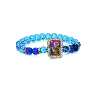 Shri Radhe Krishna Ji With Cow Jircon Finished Lucky Charms Blue Crystal bracelet