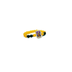Shri Radhe Krishna Ji With Cow Jircon Finished Lucky Charms Yellow Crystal bracelet