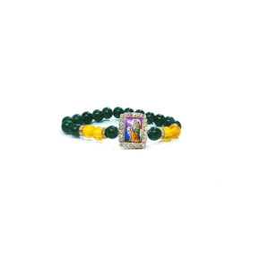 Shri Radhe Krishna Ji With Cow Jircon Finished Lucky Charms D Green bracelet