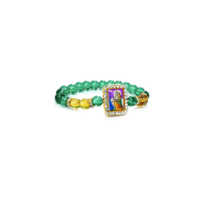 Shri Radhe Krishna Ji With Cow Jircon Finished Lucky Charms Green bracelet