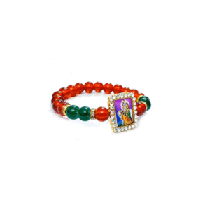 Shri Radhe Krishna Ji With Cow Jircon Finished Lucky Charms Red Crystal bracelet