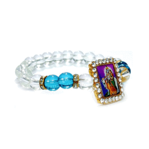 Shri Radhe Krishna Ji With Cow Jircon Finished Lucky Charms White Crystal bracelet