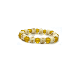 Shri Radhe Radhe Engraved Wooden Charm Bracelet