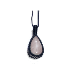 Natural Rose Quartz Drop Shape Crystal Thread Cage pendant