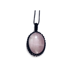 Natural Rose Quartz Oval Crystal Thread Cage pendant