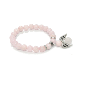 Natural Rose Quartz Crystal Angel Wings Bracelet For Men And Women