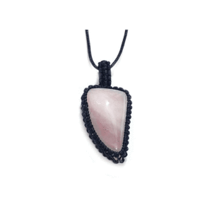 Natural Rose Quartz Crystal Thread Cage pendant