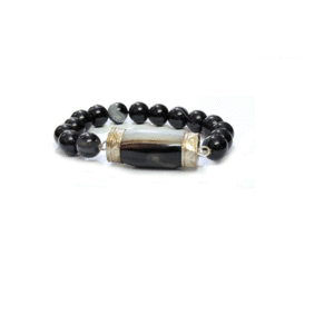 Black Sulemani Hakik Akik King Sulemani Crystal Pendant Lucky Charm Bracelet
