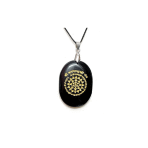 Natural Black Tourmaline Maa Bagalamukhi Yantra Pendant