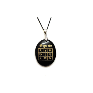 Natural Black Tourmaline Shri Lord Budh Yantra Pendant