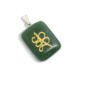 Natural Green Jade Wealth Money Magnet Zibu symbols engraved Crystal Mini pendant