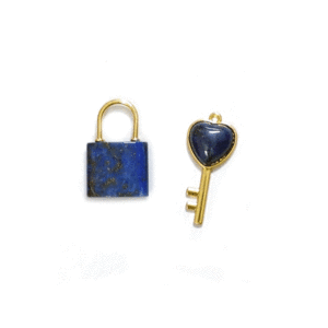 Natural Lapis Lazuli Crystal Key And Lock Pendant Charm Mini Crystal Pendant