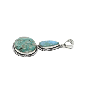 Natural Amazonite Crystal Big Size Double Pendant