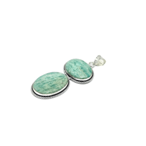 Natural Amazonite Crystal Big Size Double Oval Pendant