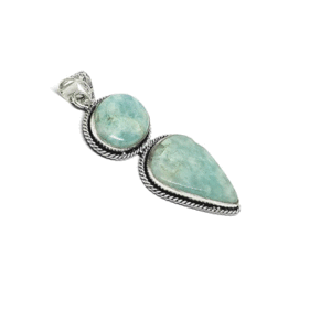 Natural Amazonite Double Crystal Big Size Drop Pendant