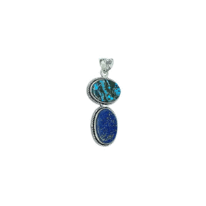 Natural Lapis Lazuli And Turquoise Double Crystals Big Size Pendant