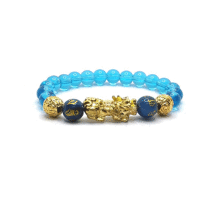 Pi Yao Pi Xui Dragon With Tibetan Buddhist Auspicious Om Mani Padme Hum Mantra Engraved Crystal L Blue Bracelet