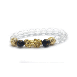 Pi Yao Pi Xui Dragon With Tibetan Buddhist Auspicious Om Mani Padme Hum Mantra Engraved Crystal Bracelet
