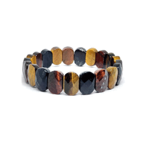 Natural Red Black And Golden Tiger Eye Faceted Crystal Bracelet