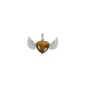 Natural Tiger's Eye Crystal Heart Wings Heart Shaped Pendant Reiki Healing