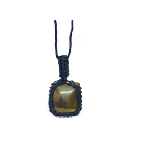 Natural Tiger's Eye Crystal Thread Cage Square Shapoed Pendant Reiki Healing