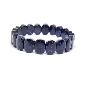 Blue Gold Stone Sand Stone Faceted Oval Shaped Crystal Bracelet
