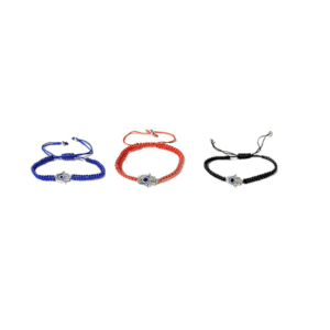 Set Of 3 Evil Eye Hand Of God Hamsa Hand Fatima Hand Protection Lucky Charm Thread Bracelets