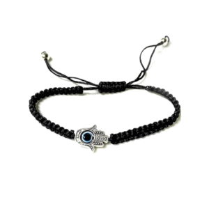 Evil eye Crystal Hamza hand Fatima Hand God Hand Charm Black Bracelet For Men and Women